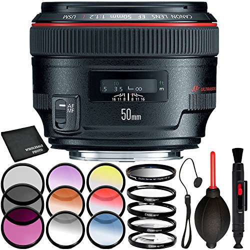 Canon EF 50mm f/1.2L USM Lens 8PC Accessory Bundle Includes 3 Piece