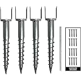 Ashman Ground Screw (4 Pack), No Dig, U-Model Screw in Post Stake - 27" Inch Long, Fits Standard 4x4 (3.5" X 3.5" Inch) Great for Mailbox Posts.