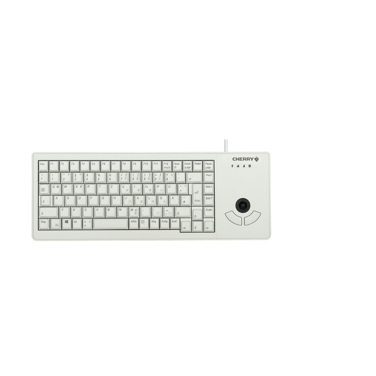 CHERRY G84-5400 XS, Compact Keyboard with Trackball, EU Layout (QWERTY), Wired (USB-A port), Mechanical ML Switches, Light Grey