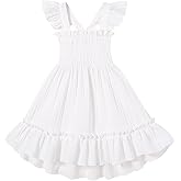 YOUNGER TREE Toddler Dress Girls Summer Ruffle Sleeveless Smocked Dresses Kids Beach Casual Sundress