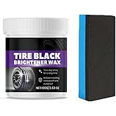 Tire Shine Wax Coating Paste, Car Tire Black Shine with Conditioners, Resists Water & Sunshine Fading, Tire Cleaner with Applicators for Cars, Trucks, Motorcycles, 3.53 Oz