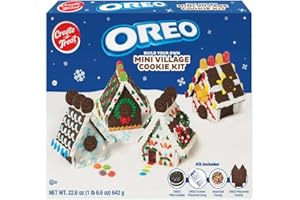 PITCHING PIGEON Gingerbread Christmas Create A Treat Oreo Chocolate Cookie Holiday Mini Village Kit - 4 Mini Houses 22.6oz total