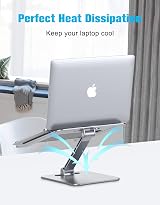 Babacom Laptop Stand Ergonomic Foldable Aluminum Riser 10-16in Silver view 3