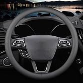 HAOTULE New Nappa Leather car Steering Wheel Cover,for Car Truck SUV 15 inch (Black)