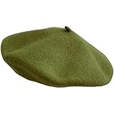 Gllutt Women Wool Beret Hat French Style Solid Color
