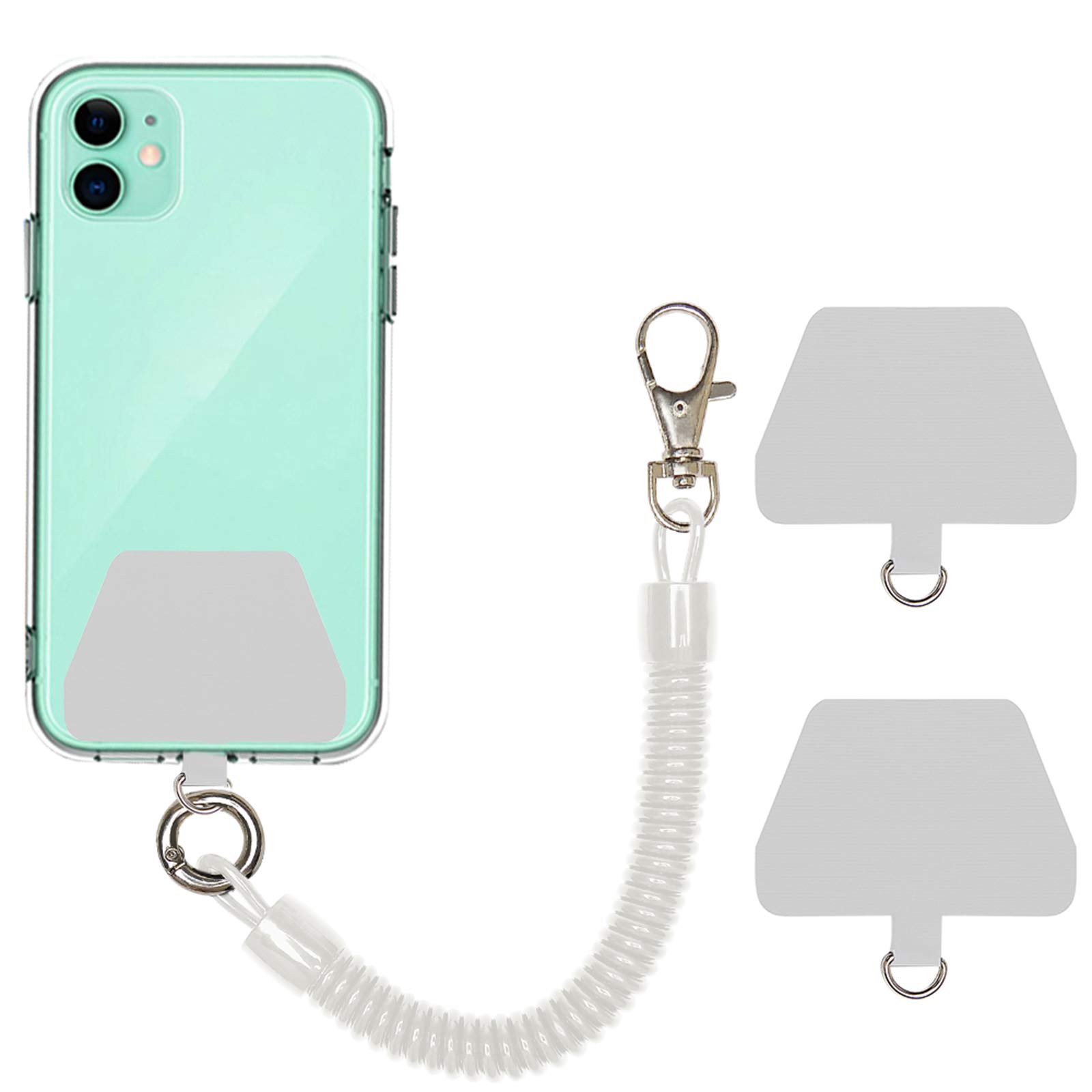COCASES Phone Lanyard, Universal Theftproof Anti-Lost Elastic Tether Wrist Strap with Patch Compatible with Most Smartphones (Transparent, 80cm)