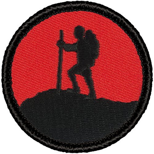 Retro Red and Black Mountaineer Silhouette Patrol Patch - 2" Round (Sew-on)