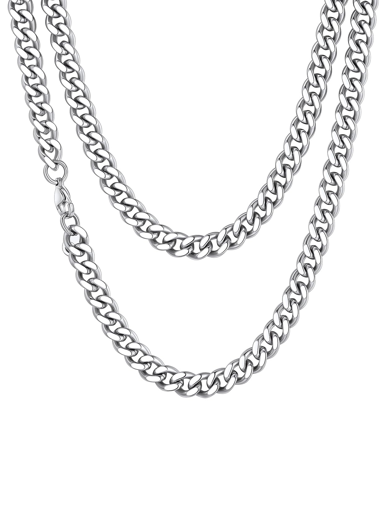 Richsteel 6MM Width Cuban Chain Link Necklace, 76CM(30 Inch) Length, Diamond Finish Curved Edges NK 1:1 Curb Chain, Lobster Clasp, 316L Stainless Steel Jewelry, RN20035G-6-30