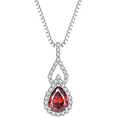 SeiMios 925 Sterling Silver Birthstone Necklaces for Women Infinity Pendant Necklace Pear Cut Gemstone Jewelry