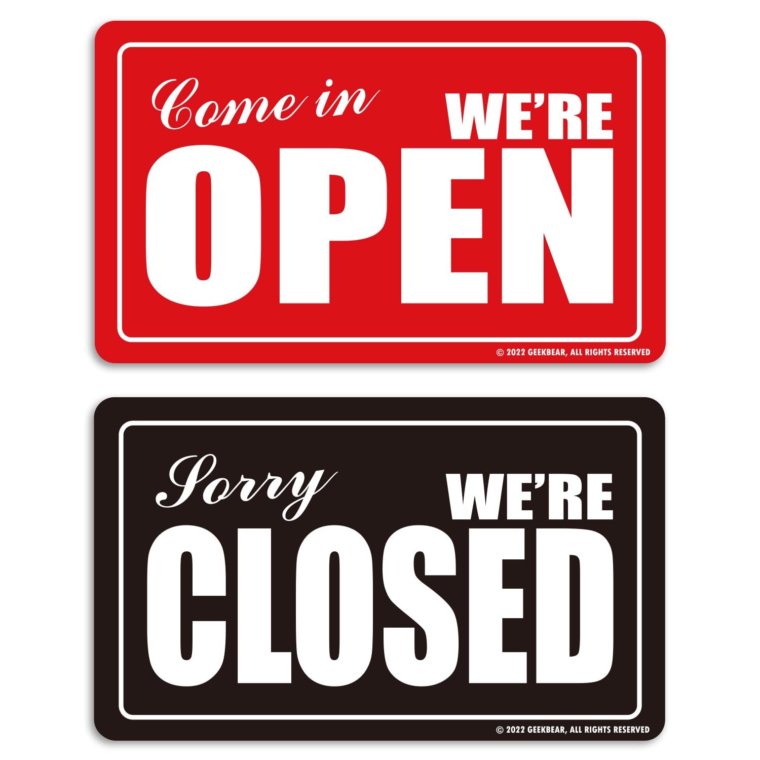 GEEKBEAR Open Closed Sign for Business - Acrylic, Double Sided, 9.8 x 5.9 in (01. Red & Black)