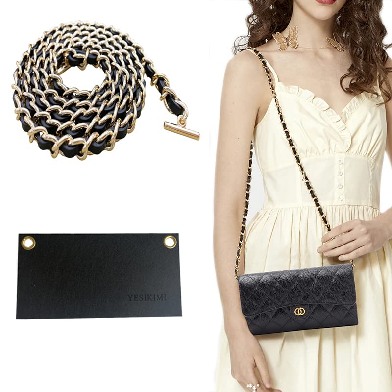 Conversion Kit Genuine Cowhide Leather Chain + Insert Change Channels Classic Long Flap Wallet Small Crossbody Bag