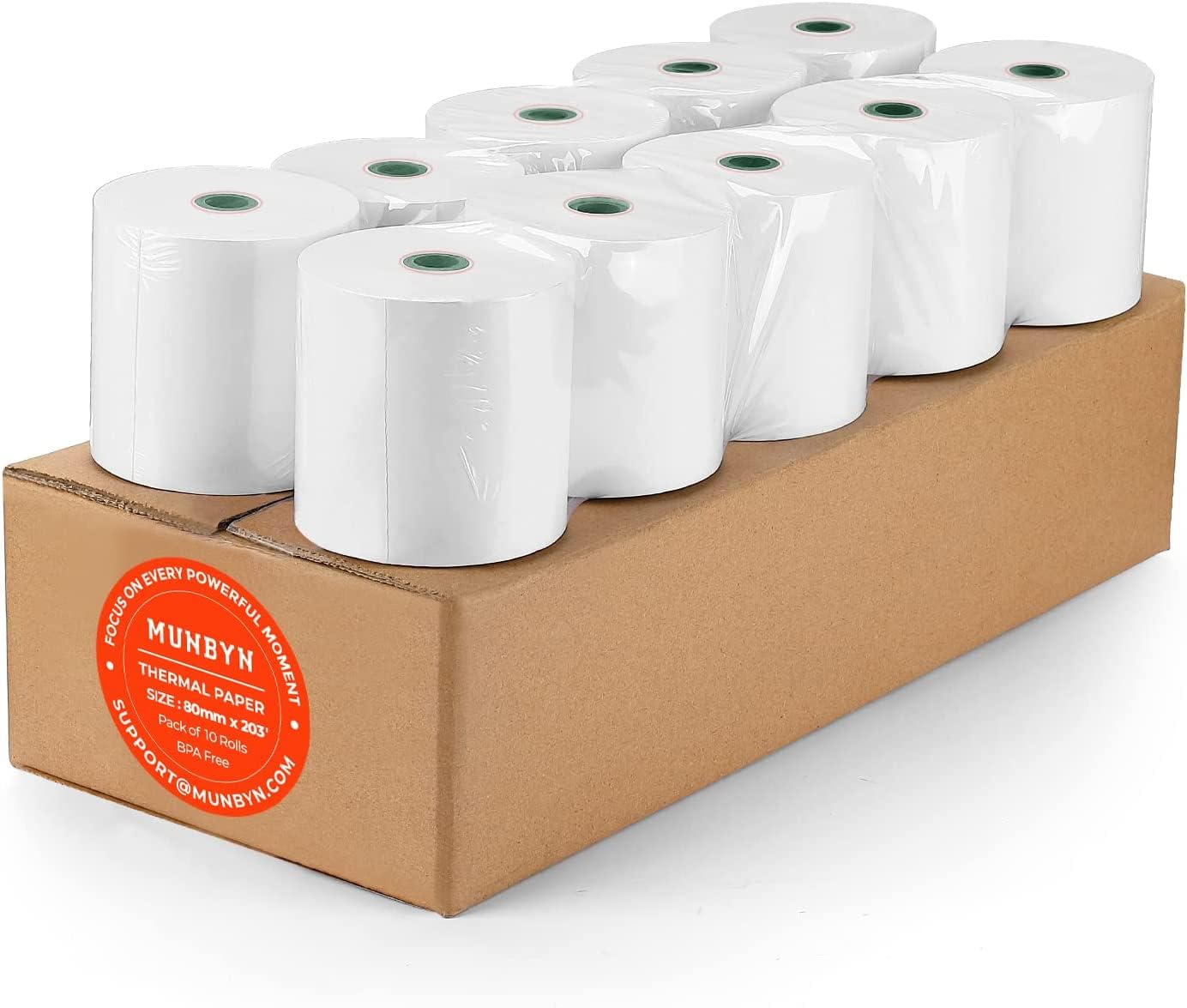 MUNBYN Thermal Paper 80x50mm, 10 Rolls Receipt Paper Work for Star Micronics TSP100 TSP143 Epson 80mm Receipt Printer Square POS Register, 80mm Thermal Receipt Paper, BPA Free, Plus Version
