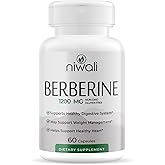 NIWALI Berberine Supplement - Potent 1200mg Per Serving | Berberine HCI Root Supplements Pills | Supports Heart Health, Immune System, and Healthy GI | Non-GMO & Gluten-Free | 60 Capsules.