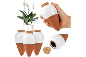 HoazHoald 4 Pack 12 Fl Oz Large Terracotta Watering Spikes Self Plant Watering Globes Plant Watering Devices Self Watering Planter Insert Plant Grow Accessories for 7-10 Days (Large Radish)