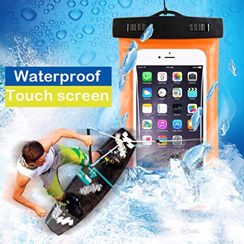matoen® Travel Swimming Waterproof Bag With Arm bands Case Cover for 6 inch Cell Phone,for iphone x, for iphone 8,for Samsung Galaxy S9/S8/S7,for HTC M7/M8 (Orange) - Thumbnail 3