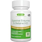 Igennus Fast Action Digestive Enzymes & Betaine HCl, 10 Broad Spectrum Enzymes with Protease, Lipase & Lactase, Papain & Bromelain, Plant-Based Vegan, Clean Label, for Women and Men, 90 Capsules