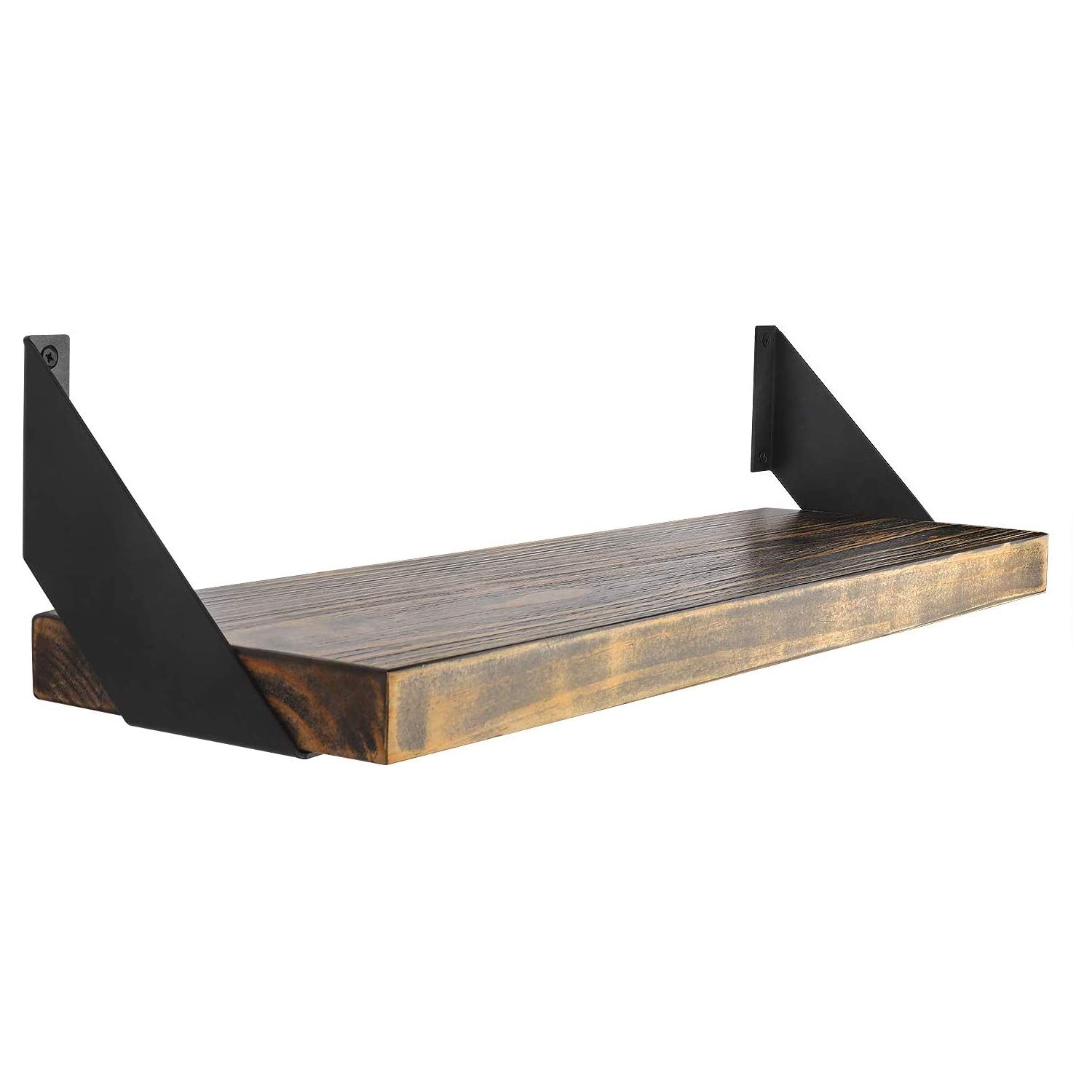 FOYO Transform Your Space Rustic Floating Shelves - Set of 2 Wall-Mounted Shelves for Bathroom, Bedroom, Living Room, Kitchen, and Office - Heavy-Duty Brackets, Rust-Proof Finish- 20 CM