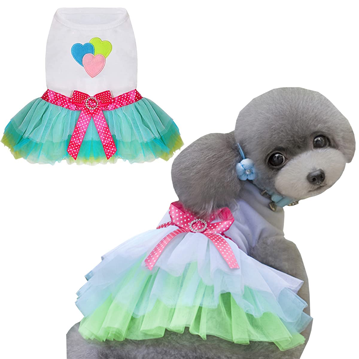 Dog Dress Luxury Puppy Skirt Clothes Princess Dresses Wedding Evening Tutu Skirt Red Lips Bowknot Dress for Small Dog Girl XXL Green