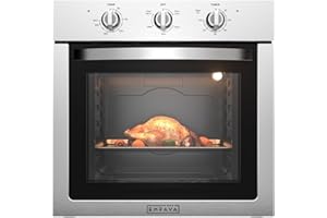 Empava Built-In Electric Single Wall Oven 24 inch, 2.5 Cu. ft. Capacity 4 Cooking Modes, Knob Control, 2950 Watts, Stainless Steel