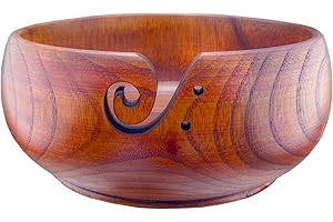 WEABETFU Wooden Yarn Bowl with Holes,Rosewood Handmade Knitting Yarn Bowl Storage,Perfect Yarn Bowl for Crocheting and Knitting Mother's Day and Christmas Gift,6.3''×3''