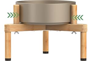 Vantic Dog Bowl Stand, Adjustable Elevated Food Stand for 6.5-11" Wide Dishes, Sturdy Bamboo Raised Food Holder for Small and Medium Dogs (Bowl Not Included), 16" L x 16" W x 9" H