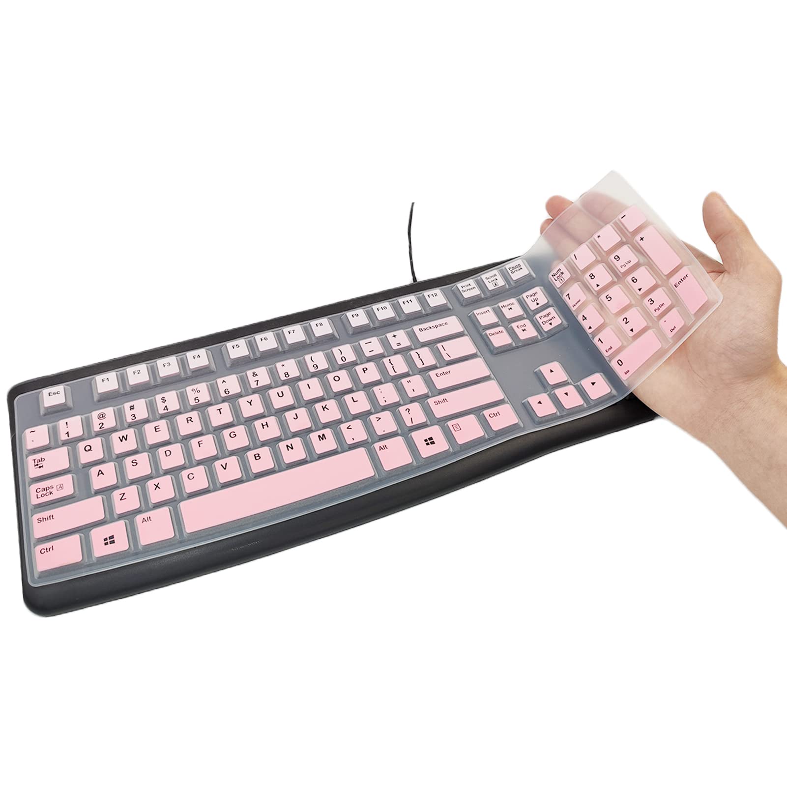 Photo 1 of Keyboard Cover, Ultra-Thin Silicone for Logitech K120 MK120, Ultra-Thin Silicone Keyboard Cover for Logitech K120 MK120 Wireless Keyboard, Waterproof Dustproof Keyboard Skin (Gradient Pink)