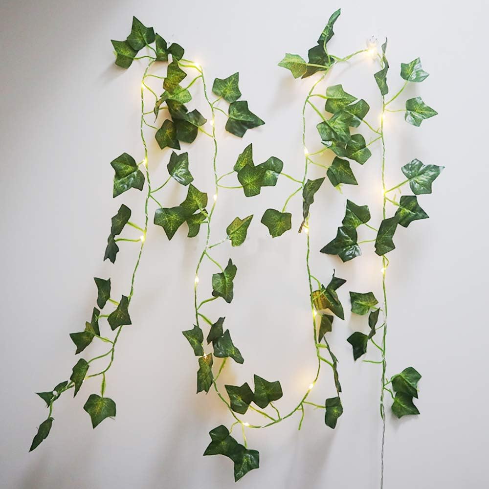 FLCSIed Green Leaf Garland String Lights, Vine Fairy Lights, 6.5ft 20 LED Flexible Copper Perfect for Indoor Bedroom, Wedding - Image 5