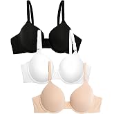 Fruit of the Loom Women&rsquo;s Cotton T-Shirt Bra, Underwire, Multipack | Smooth Fit Under Tees, Everyday Comfort Bra, Full Coverage, Lightly Lined, Adjustable Straps, Soft Stretch