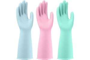 Rubber dishwashing gloves for kitchen 3 or 6 Pairs Rubber cleaning gloves household Reusable.