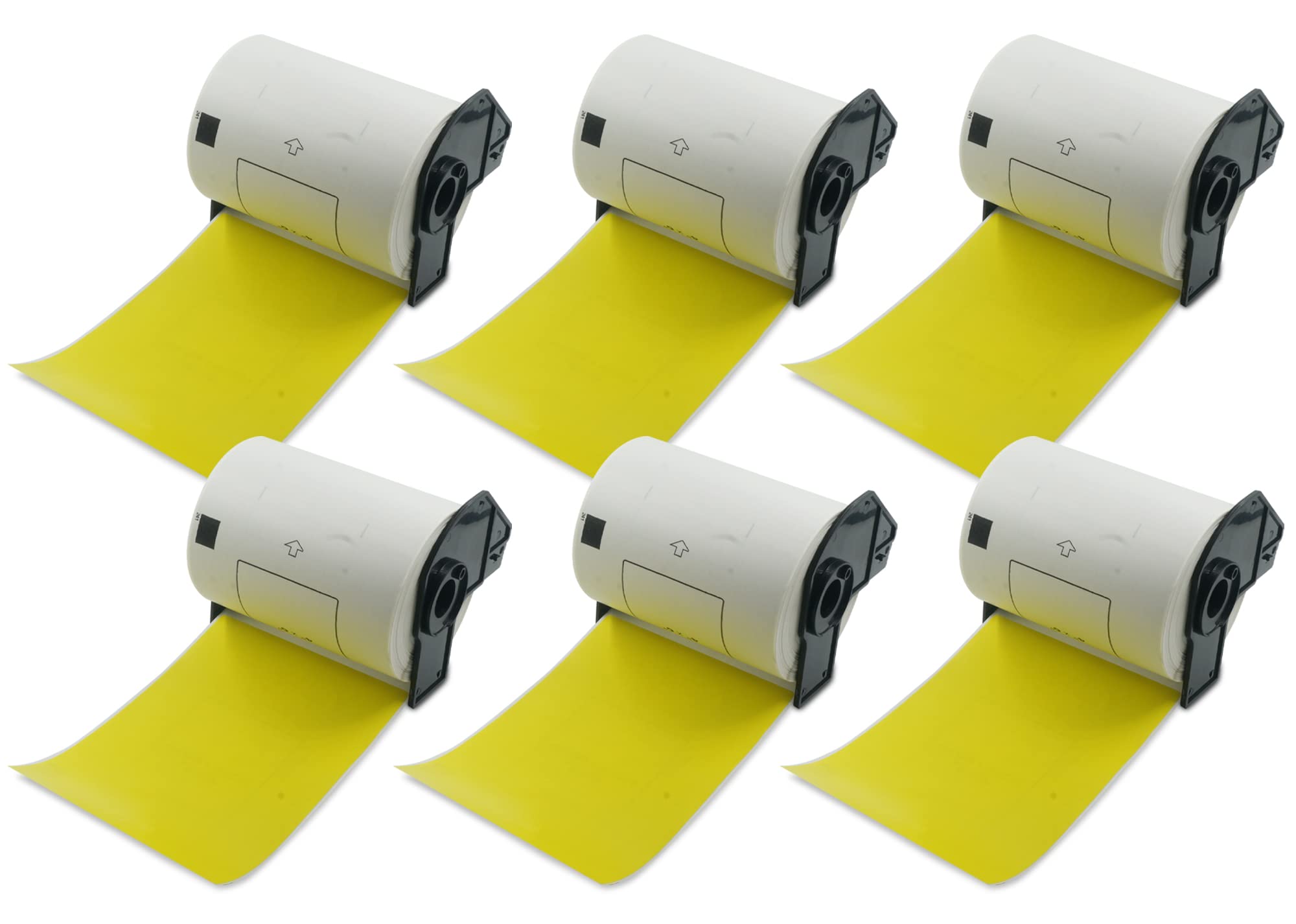 BETCKEY - 6 Rolls DK-11241 Colored Labels, 102mm x 152mm, Black on Yellow, 1200 Shipping Labels Using for QL Label Printers