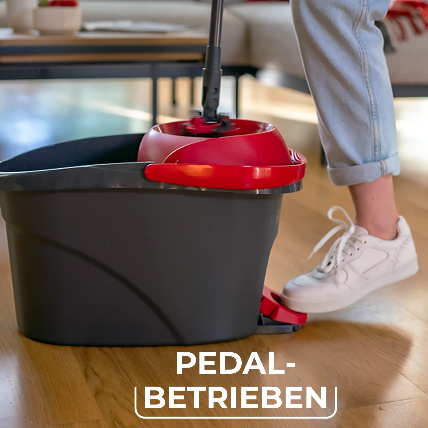 Vileda Ultramax Turbo 2in1 Bodenwischer Komplett Set | Wischmopp-System mit Teleskopstiel (75–130 cm), Mikrofaserbezug & Eimer mit Powerschleuder | Für Fliesen, Laminat & Parkett | Comfort-Pack 3