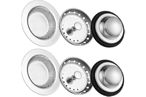 CARRY360 Kitchen Sink Drain Strainer 6 Pack Stainless Steel Sink Stopper, Anti-Clogging Kitchen Sink Drain Basket for Kitchen Sink Strainer Replacement Set