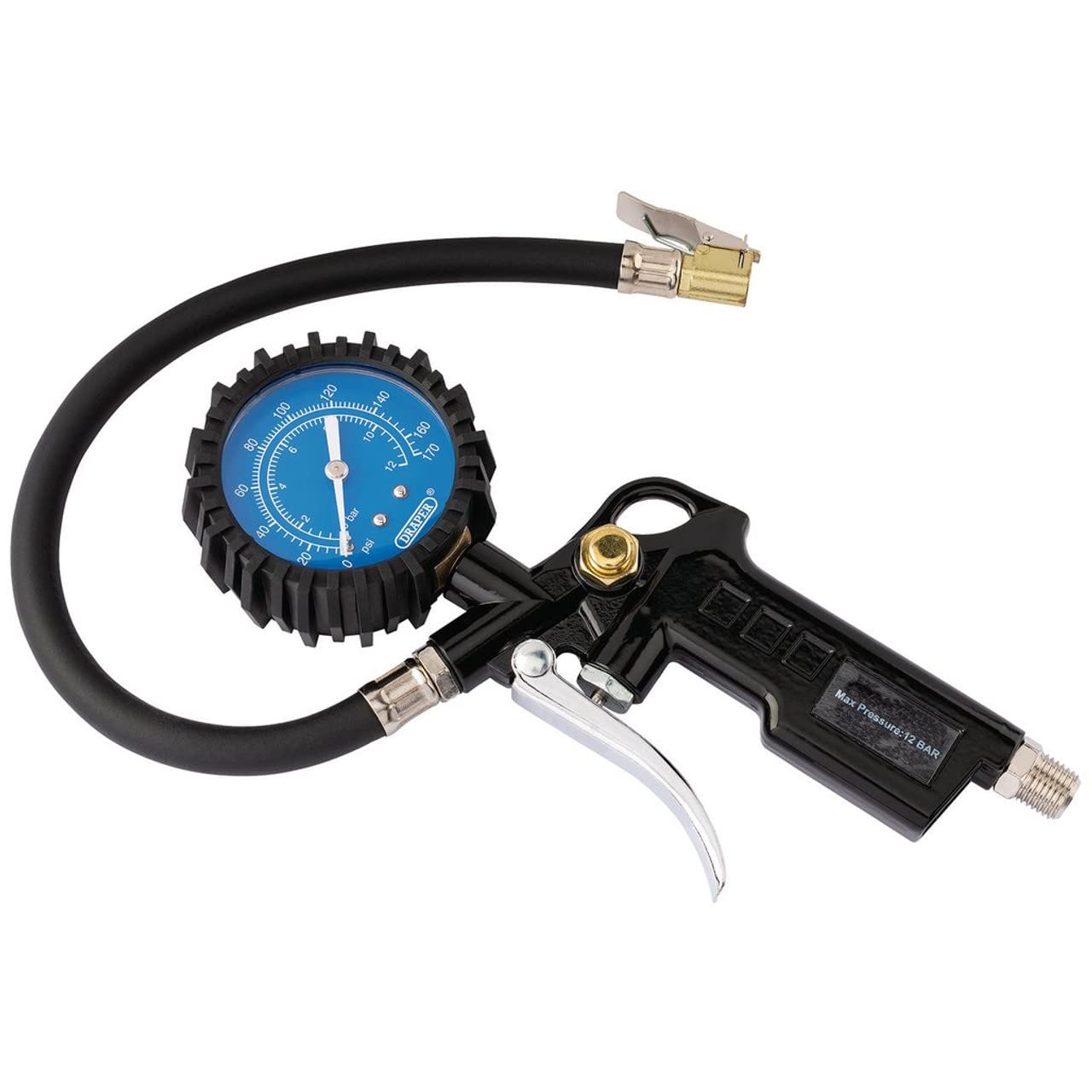 Draper Pistol-Grip Tyre Inflator | Twin Open Ended Connector | Cordless Car Tyre Inflator Air Pump | 91273
