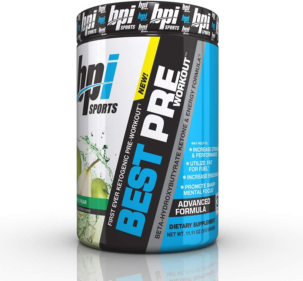 BPI Sports Ketogenic Pre-Workout Supplement - Best Pre-Workout - Carb-Free - Burns Fat for Energy - Helps Preserve Lean Muscle Mass - Improved Focus - Apple Pear - 30 Servings - 11.11 oz.