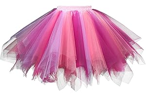 MIZHOME Womens Soild Color Tutu Skirt Layered Tulle Skirt Adult Halloween Costumes