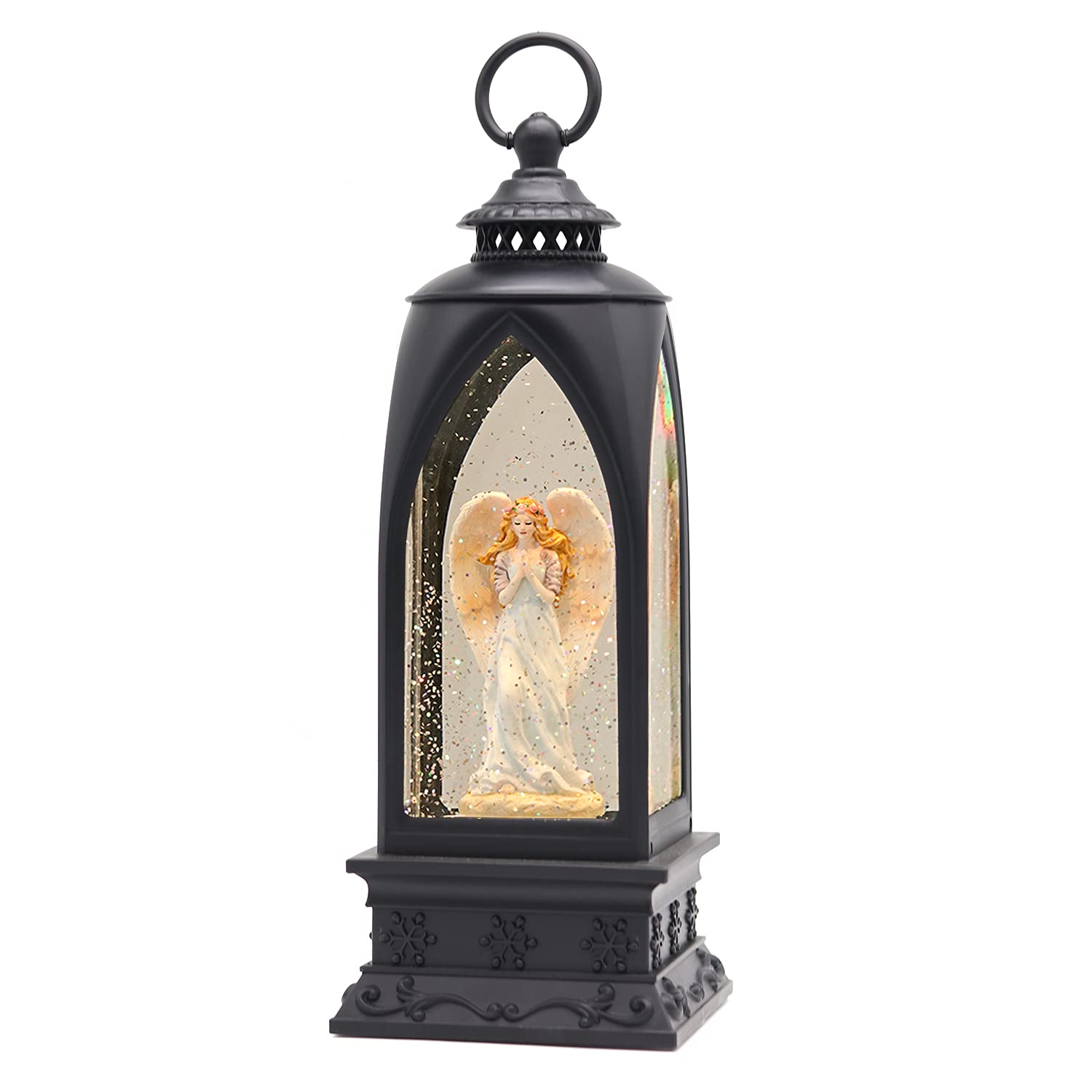 Eldnacele Musical Christmas Snow Globe Lantern Angel with 6H Timer, USB ...