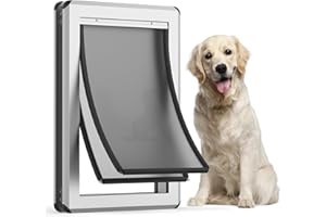 PARAB HOUSE Large Dog Door for Exterior Doors, Aluminum Frame Doggy Door, Fully Magnetic Flaps Large Breed Dog Doors, Sliding Lock Panel, Rust Resistant and Energy Efficient, (Pet Up to100 Lb)
