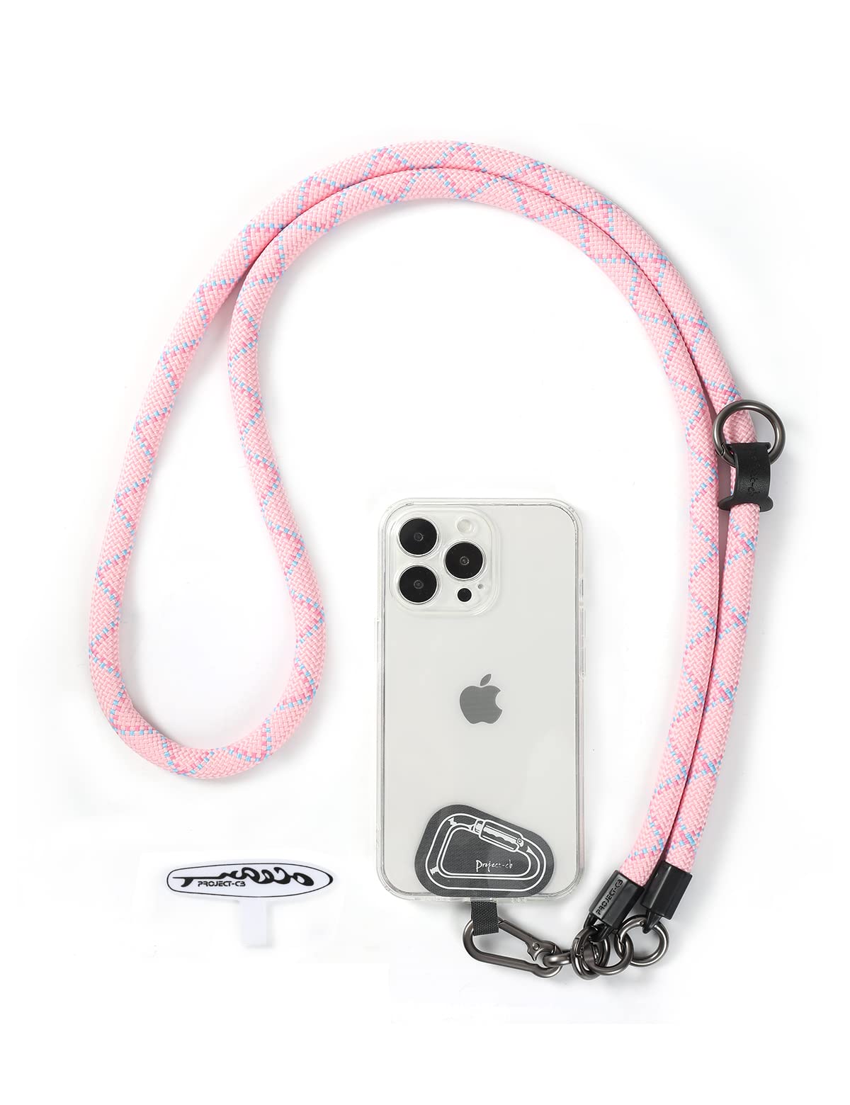 project-cb Cell Phone Lanyard ×1, Tether Tab ×2, Universal Adjustable Phone Strap, Crossbody, Neck Phone Lanyard, Rope Strap (Pink)