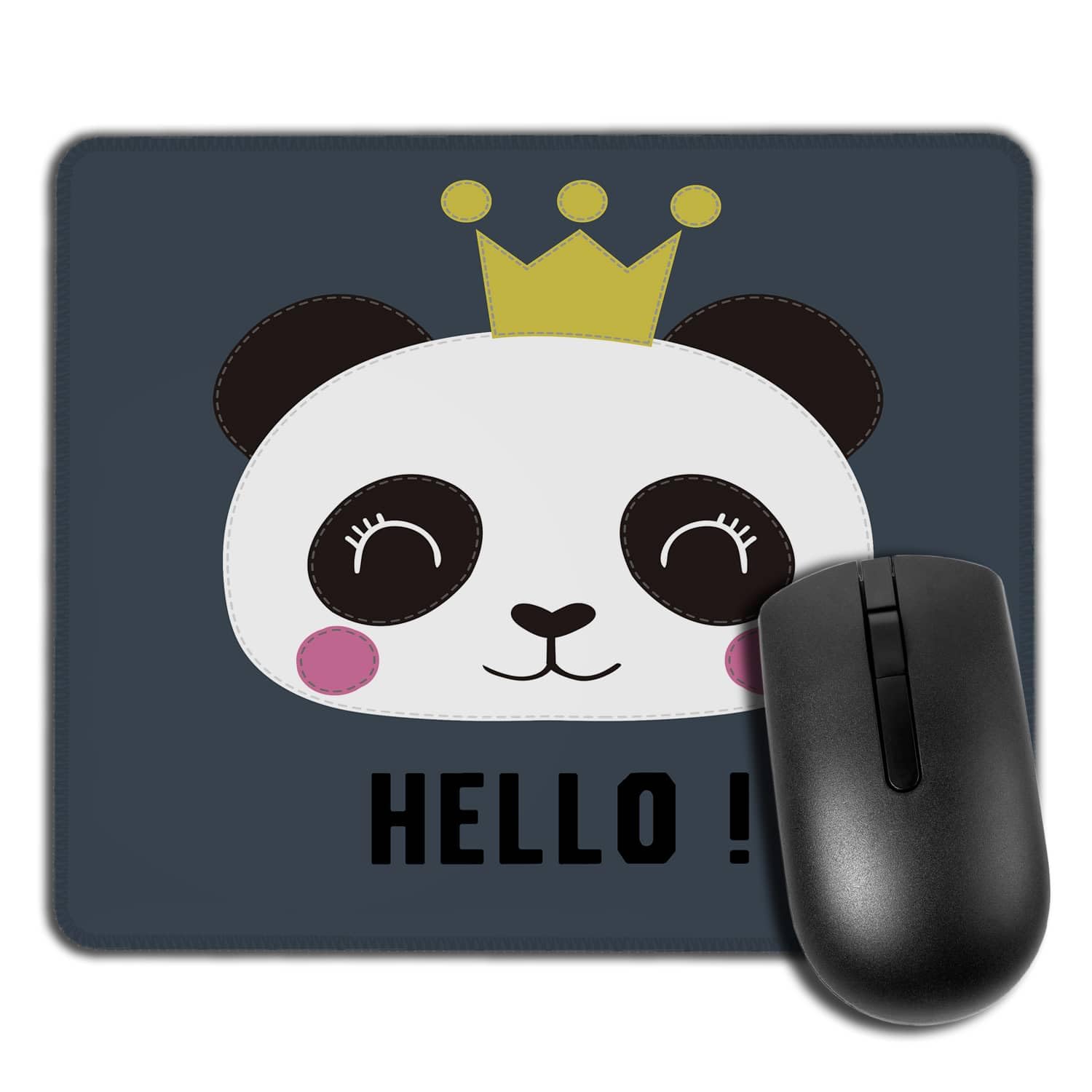 Yeuss Hello Panda Mouse Pad Rectangular Non-Slip Mousepad, Cute Panda Cartoon Animal Design Gaming Mouse Pads, Gray White Black,200mm x 240mm