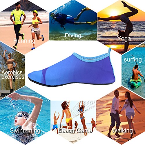 HQdeal Women’s Men’s Water Shoes Quick Drying Outdoor Sports Athletic Sneakers Aqua Shoes Slip On Lightweight Yoga Socks for Swimming Diving Surfing Snorkeling Boating Beach Walking Cool Blue
