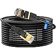 Cat 8 Ethernet Cable, 60FT High Speed Heavy Duty 26AWG Cat8 LAN Network Cable 40Gbps, 2000Mhz with Gold Plated RJ45 Connector, Outdoor&Indoor Internet Cable Compatible for Router Gaming Modem Xbox