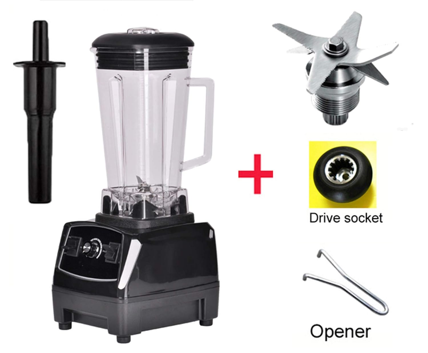2200W Heavy Duty Professional Blender Mixer Juicer High Power Fruit Food Processor Ice Smoothie,Black bladedrivetool,UK Plug