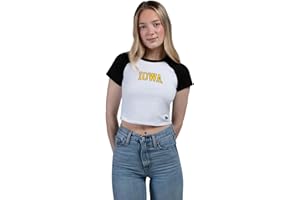 HYPE AND VICE Women's Homerun Cropped Tee – University-Themed Collegiate Fitted Crop Top Baby Tee for Tailgate & Game Day