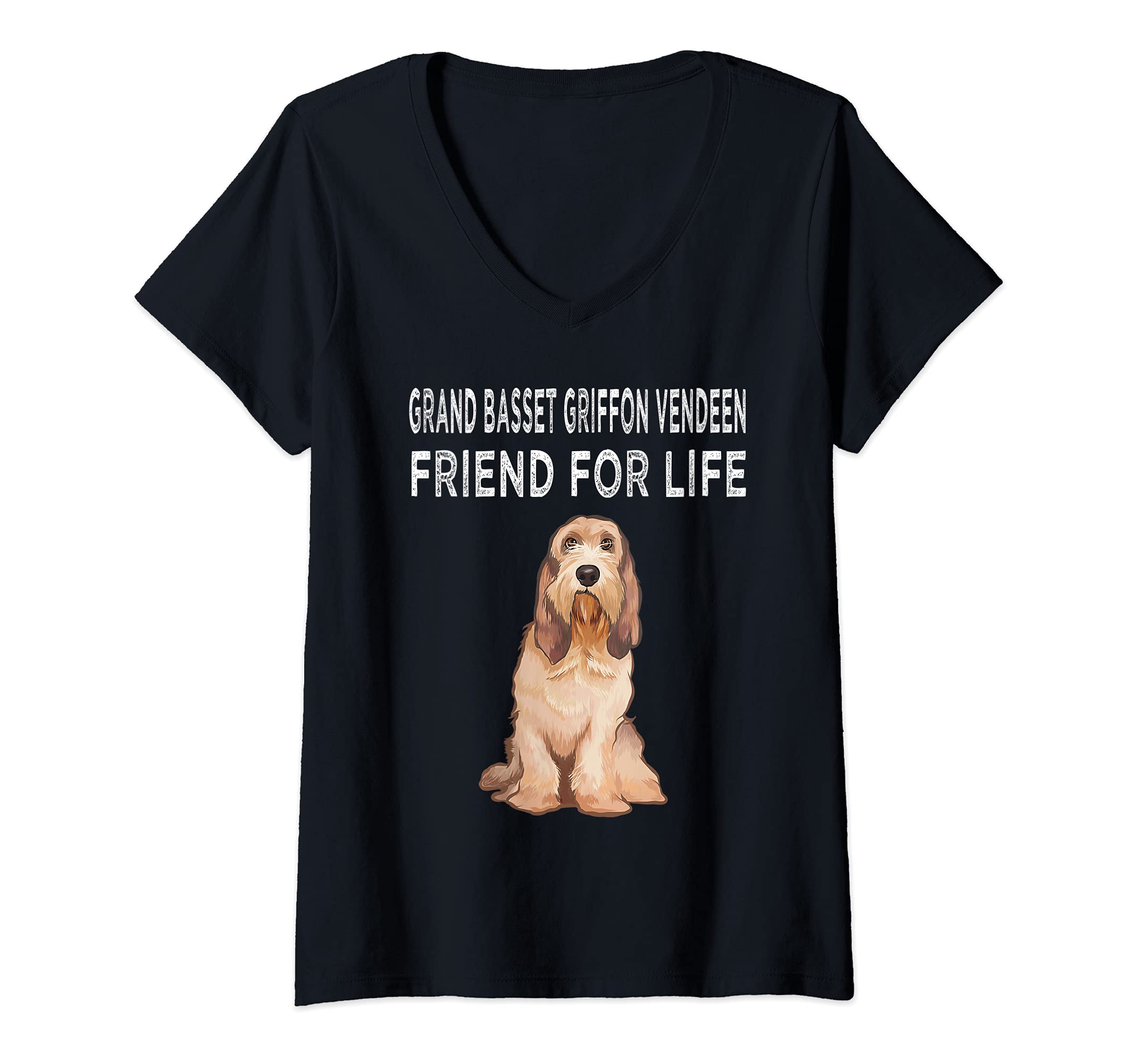 Womens Grand Basset Griffon Vendeen Friend For Life Dog Friendship V-Neck T-Shirt