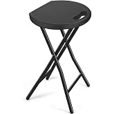 Portable Folding Chair with Handle, Heavy Duty Round Fold Stool Chair | 500lbs Capacity for Adults, 18 Inch Foldable Stool for Dorm, Kitchen, Vanity, Church and Outdoor use