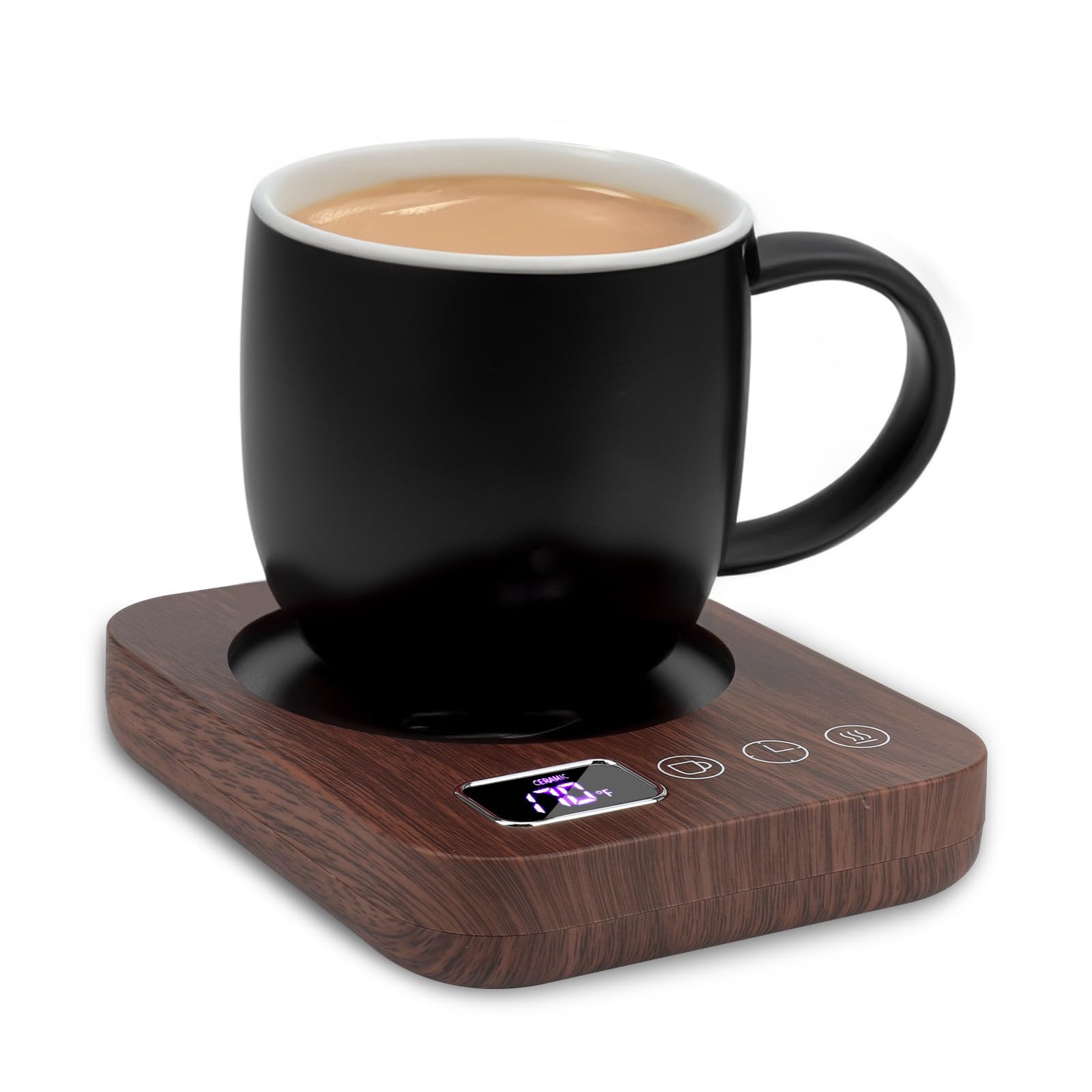WingFly Coffee Mug Warmer Wooden Smart Cup Warmer with 3 Adjustable Temperature Settings Electric Beverage Warmer Plate Auto Shut Off, Tea and Milk Warmer for Office Home Desk Use (UK Plug,No Mug)