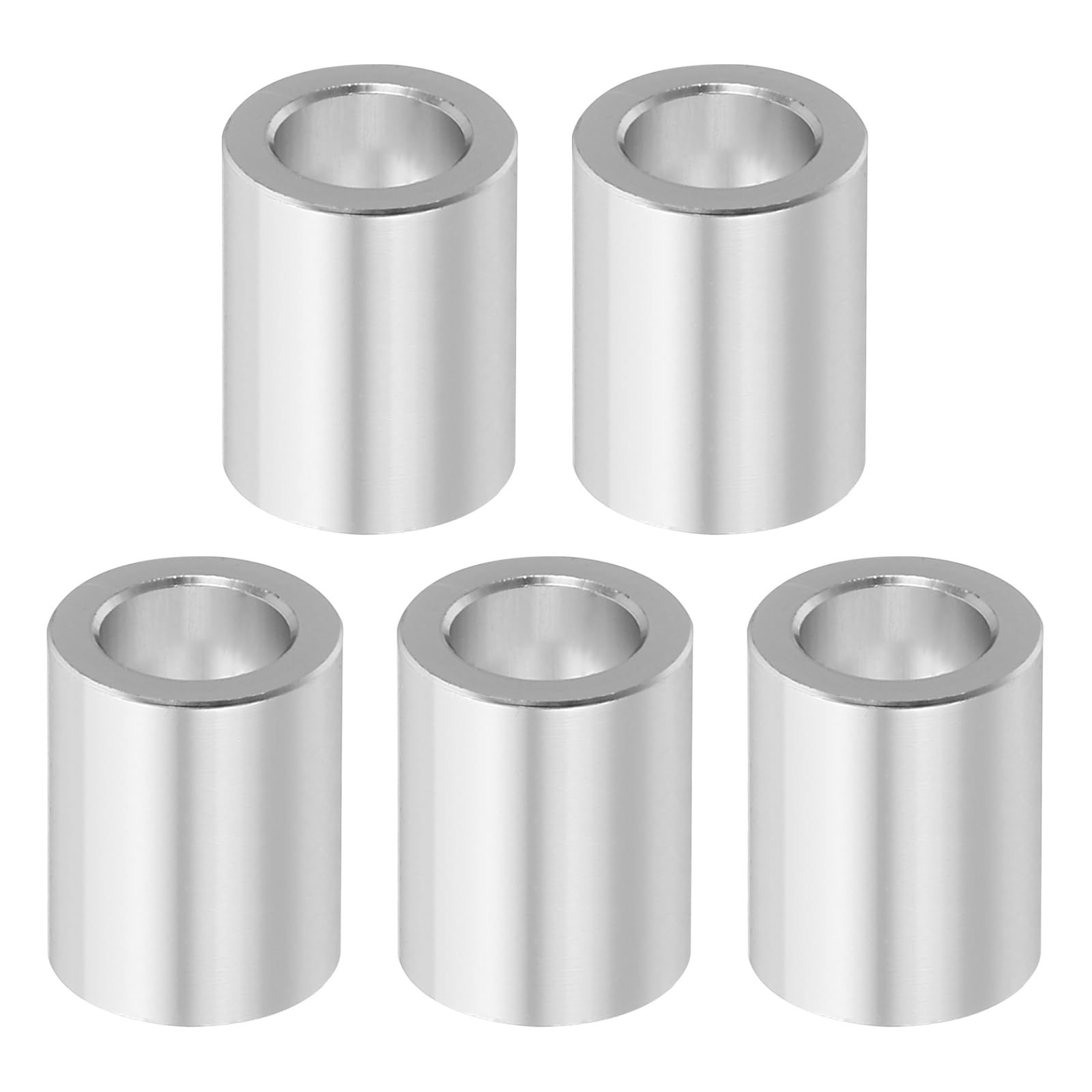 PATIKIL M8 Aluminum Spacers, 5 Pcs Metal Spacer Aluminum M8 X1/2"OD X5/8"L Aluminum Spacer Screw Standoff Round for 5/16" or M8 Screw Bolts, Silvery
