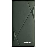 VANNANBA Long Slim Wallet for Men RFID Blocking Leather Checkbook Wallet,Thin Bifold Credit Card Holder with ID Window & Gift Box(Green Army)