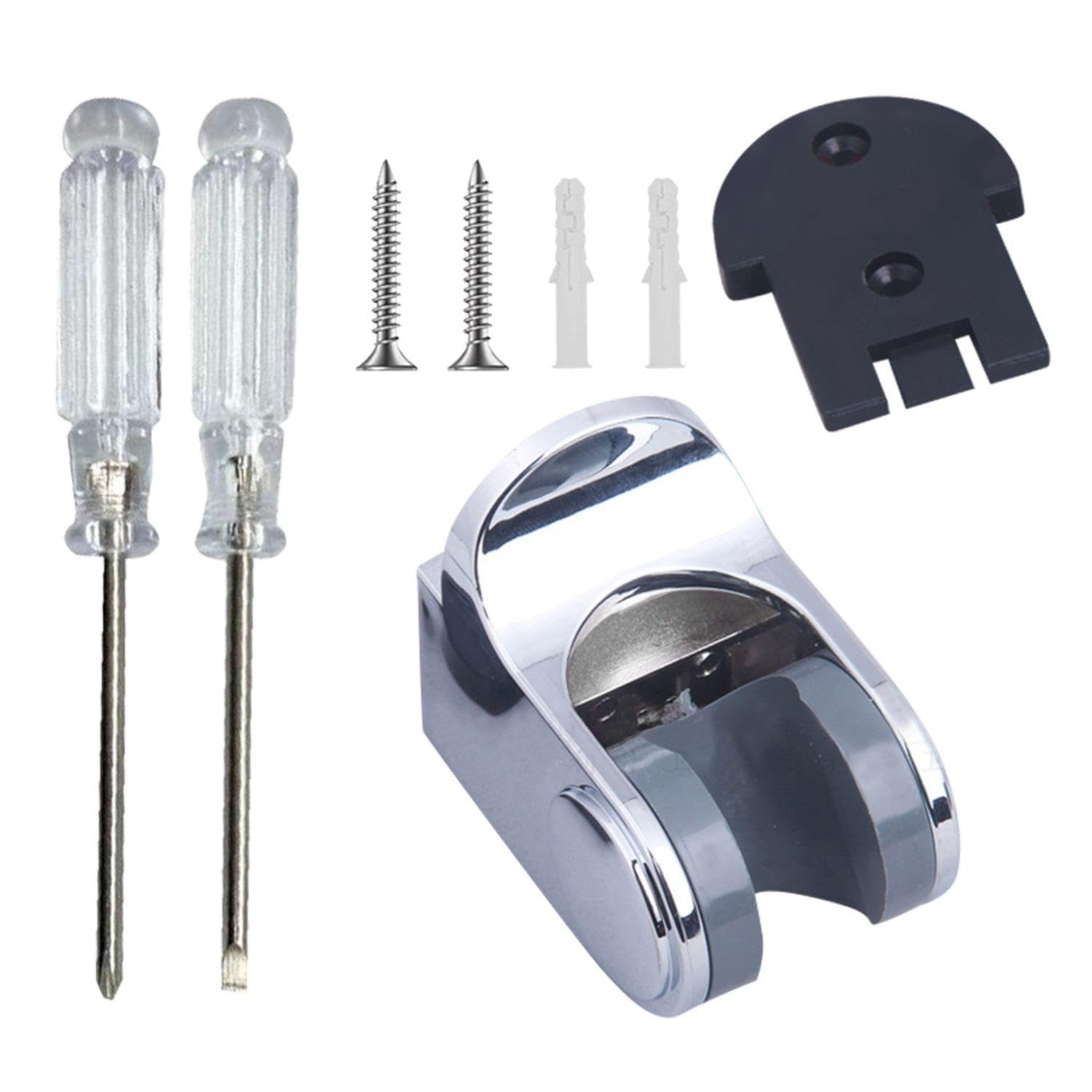 1 Piece of Shower Fixed Bracket, 2 Pieces of Mini Screwdriver, Shower Head Base, Movable Shower Head Bracket, Shower Fixed Base, Adjustable Shower Seat