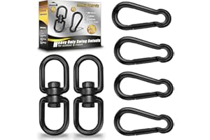 Gelury Black Swing Swivels 2 Pack, 304-Stainless Steel Swivel Rings, Double Eye Swivel Swing Hanger, Heavy Duty Swivel Hooks 